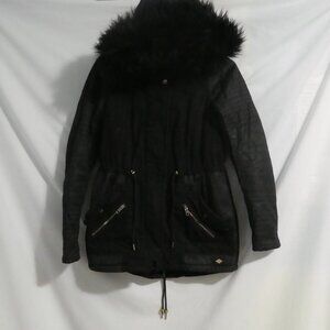 ONLY | small | Black Fur Trimmed Hooded Coat | Late Fall - Early Spring